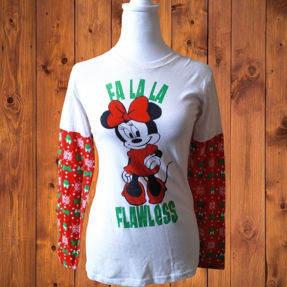 Disney Minnie Mouse Fa La La Flawless Long Sleeve Christmas Shirt XS Novelty